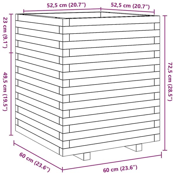 Odlingslåda vit 60x60x72,5 cm massiv furu