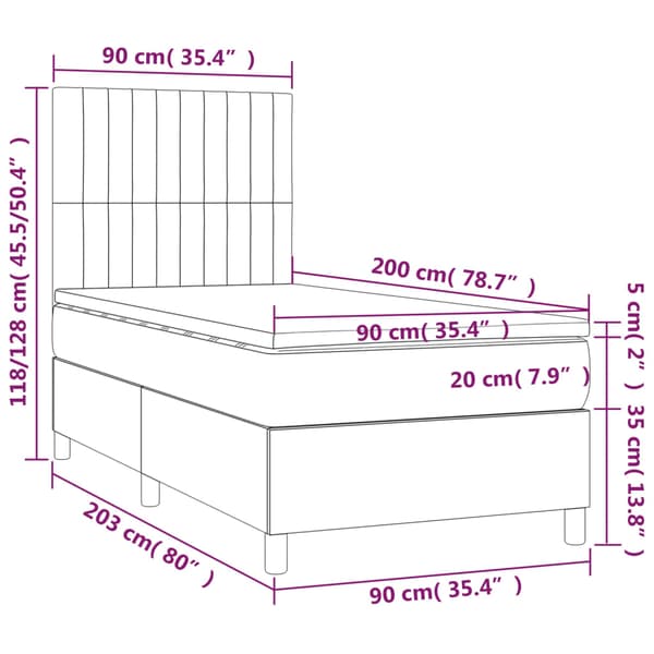 Ramsäng med madrass blå 90x200 cm tyg