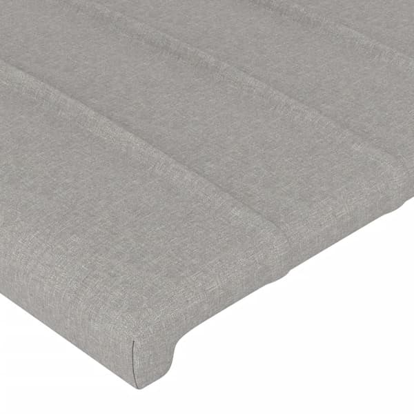 Sänggavel LED ljusgrå 103x16x118/128 cm tyg