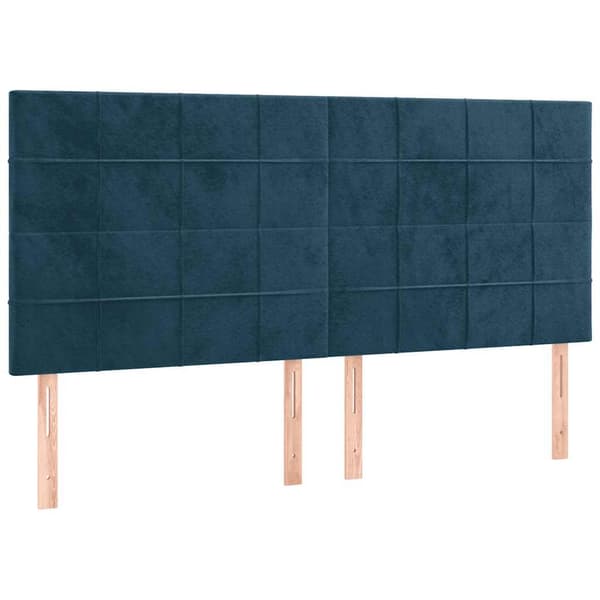 Ramsäng med madrass & LED mörkblå 180x200 cm sammet