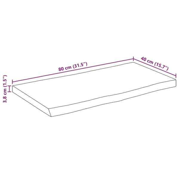 Bordsskiva 80x40x3,8 cm rektangulär massiv akacia rustik kant