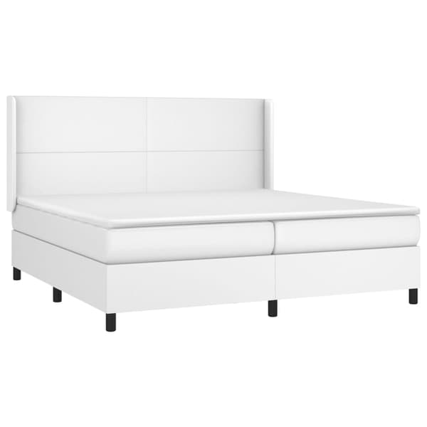 Ramsäng med madrass & LED vit 200x200 cm konstläder