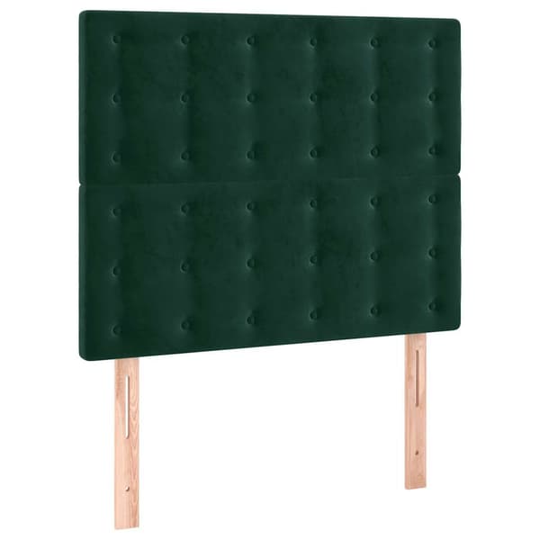 Sänggavel LED mörkgrön 80x5x118/128 cm sammet