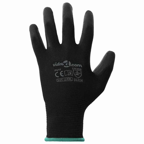 Arbetshandskar 24 pcs Svart 11 / XXL Polyester