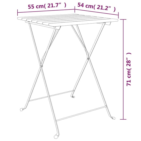Hopfällbart cafébord 55x54x71 cm massiv teak och stål