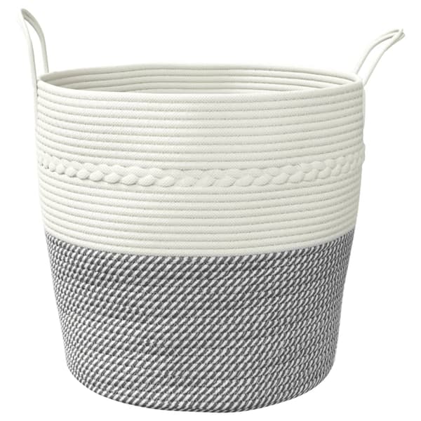 Förvaringskorg grå och vit Ø43x38 cm bomull
