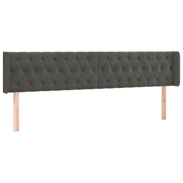 Sänggavel LED mörkgrå 183x16x78/88 cm sammet