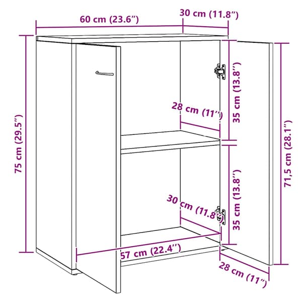 Skänk vit 60x30x75 cm konstruerat trä