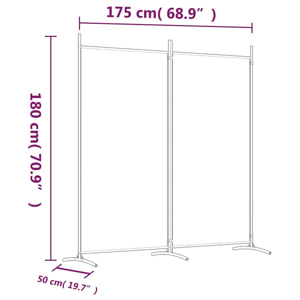 vidaXL Rumsavdelare 2 panel vit 175x180 cm tyg
