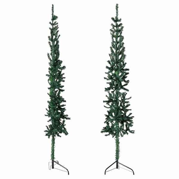 Smal halv plastgran med stativ grön 210 cm