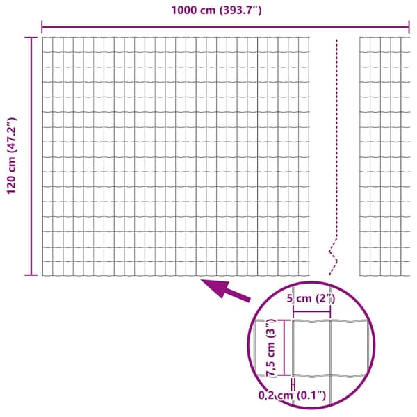 Eurogärdsel Grå 1,2 x 10 m PVC-belagt järn
