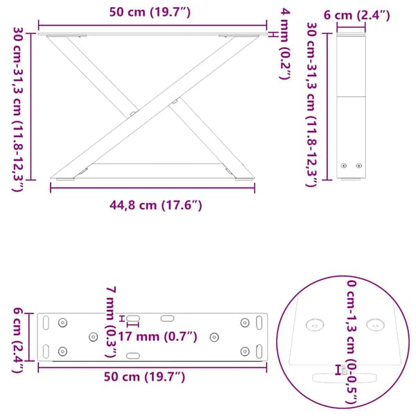 Soffbordsben 2 st antracit 50x(30-31,3) cm stål