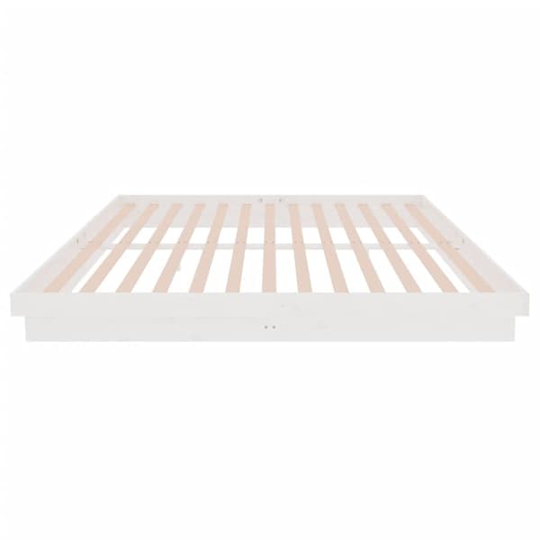 Sängram vit massivt trä 200x200 cm