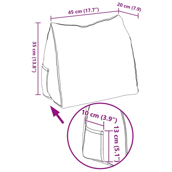 Ryggkudde Vit 45 x 20 x 35 cm tyg