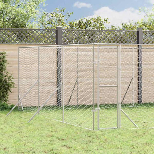 Hundgård för utomhusbruk silver 6x6x2 m galvaniserat stål