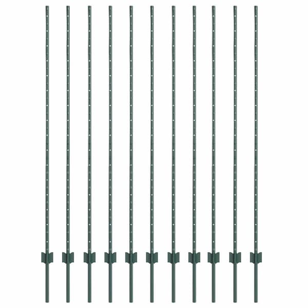 Stängselstolpe 11 pcs Grön 160 cm Stål