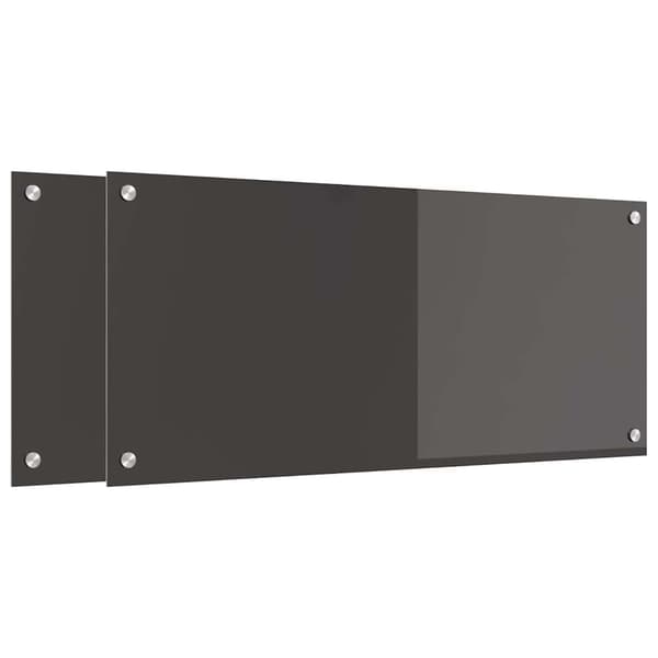 Köksskydd 2 st Mörkgrå 90 x 40 cm härdat glas