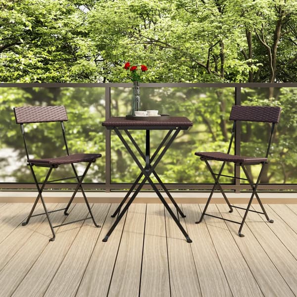 Hopfällbart caféset 3 delar konstrotting brun