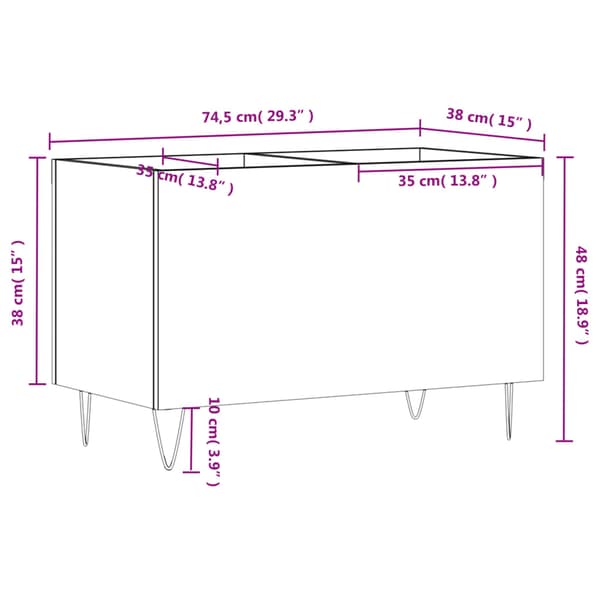 Stereobänk vit högglans 74,5x38x48 cm konstruerat trä