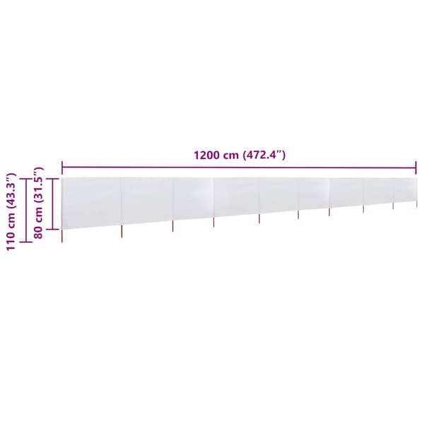 Vindskydd 9 paneler tyg 1200x80 cm sandvit