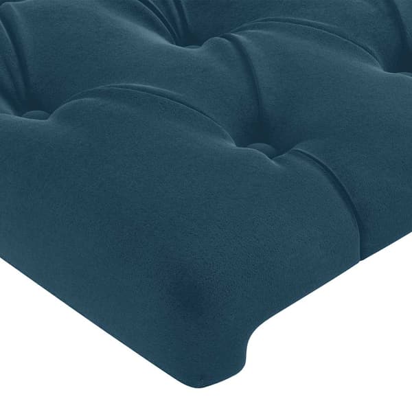 Sänggavel LED mörkblå 80x7x118/128 cm sammet