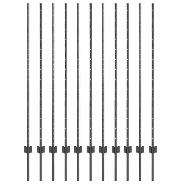 Stängselstolpe 11 pcs Grå 140 cm Stål