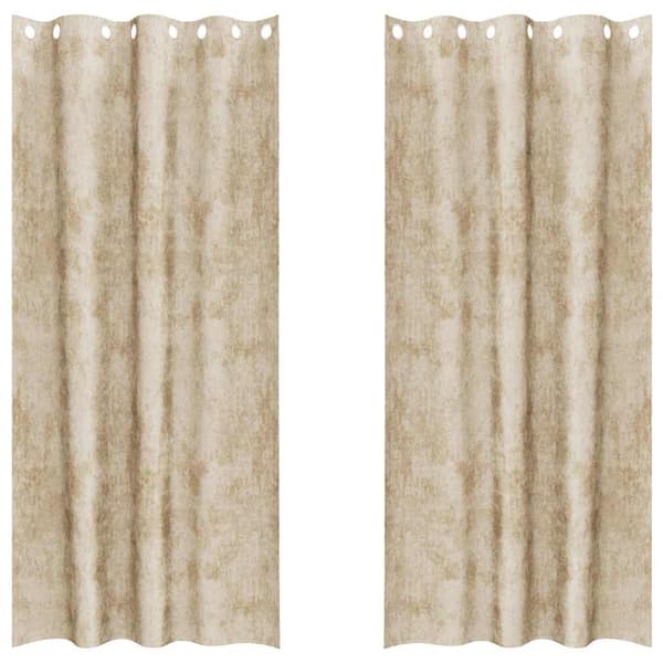 Sammetsgardiner 2 st Kräm 225 x 140 cm Sammet