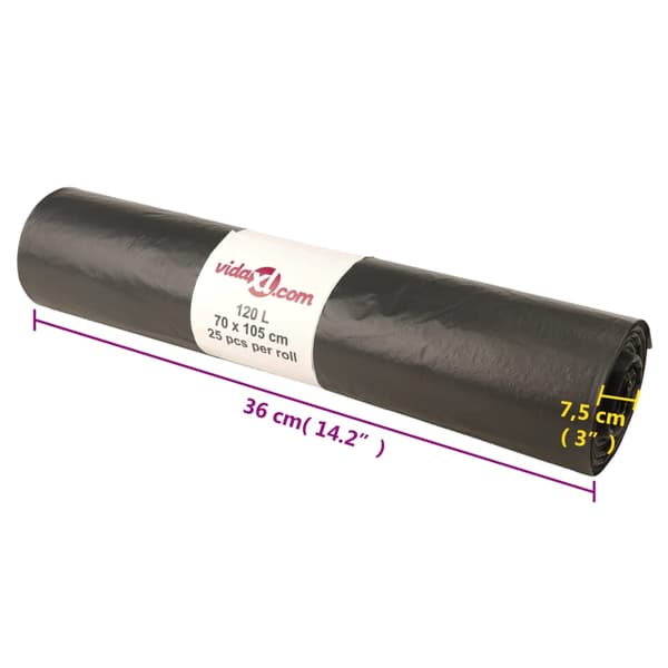 Avfallspåsar 250 st svart 120 L