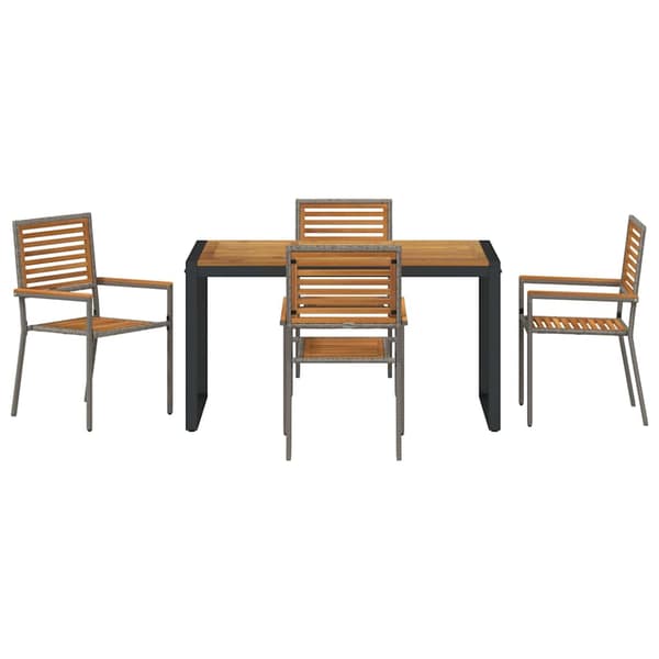 Trädgårdsmöbelset 5 pcs Grå och Brun konstrotting