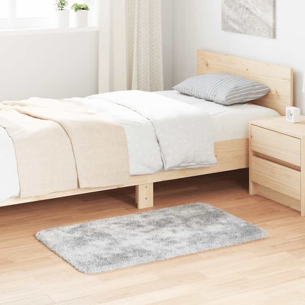 Ryamatta med lång lugg NAVARRA silvergrå 60x100 cm polyester