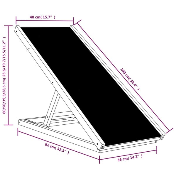 Hundramp grå 100x40 cm massiv gran