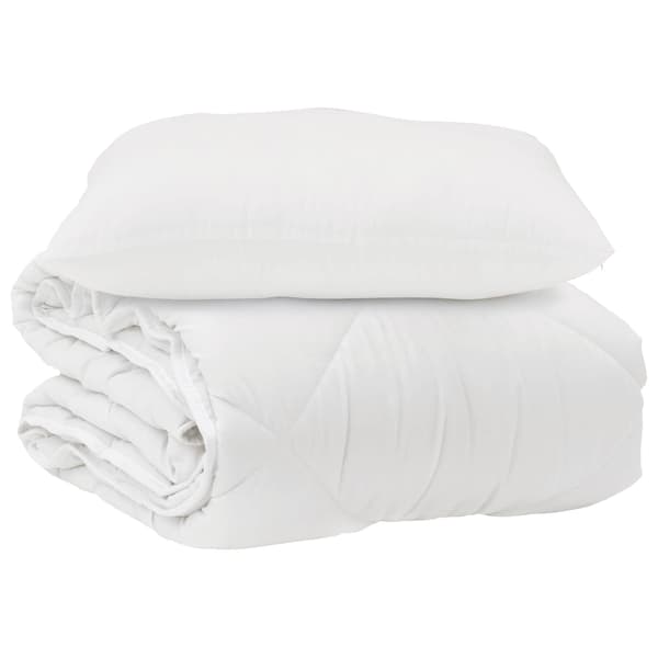 Duntäcke med kudde 2 pcs Vit Mikrofiber