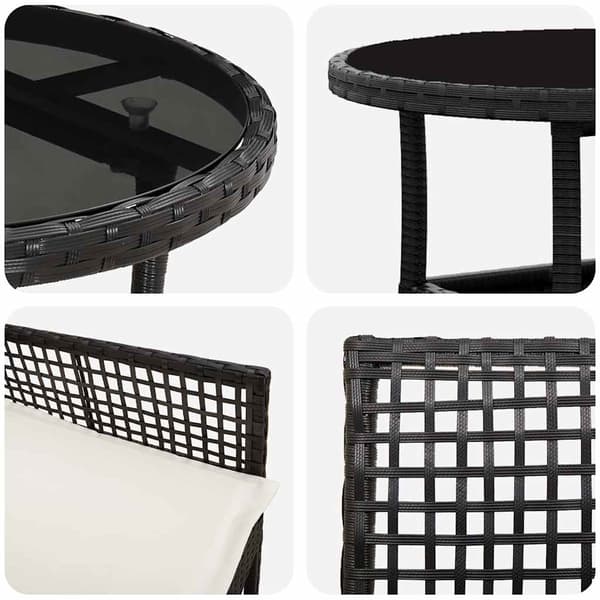 Trädgårdsmöbelset 5 pcs Svart konstrotting