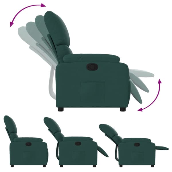 Reclinerfåtölj mörkgrön tyg