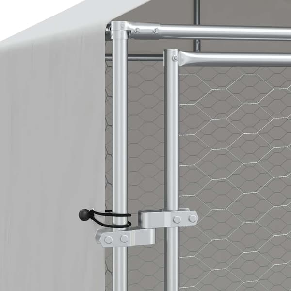 Hundgård med tak silver 2x6x2,5 m galvaniserat stål