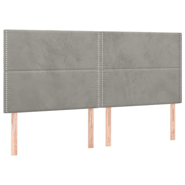 Sänggavel ljusgrå 200x5x118/128 cm sammet