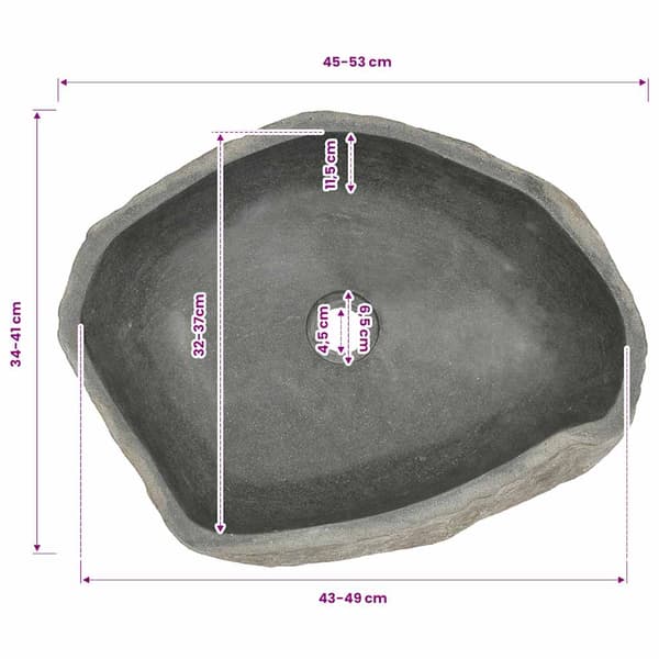 Handfat flodsten oval (45-53)x(34-41) cm