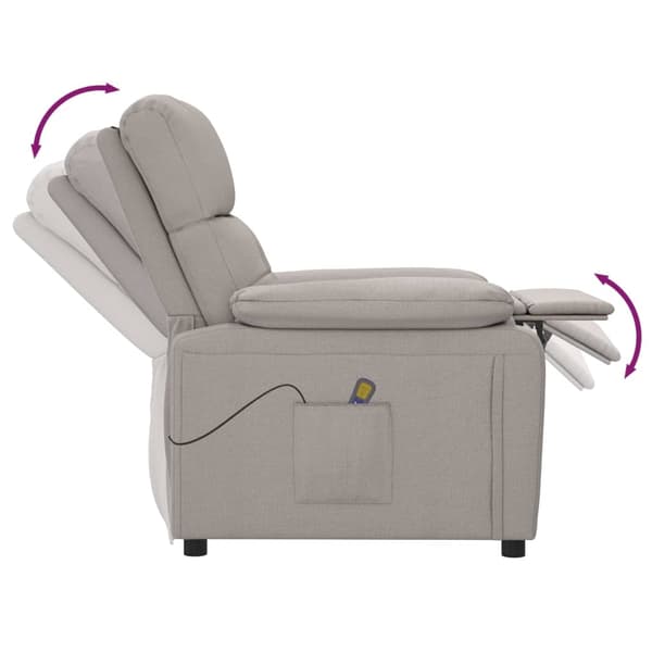 Massagefåtölj taupe tyg
