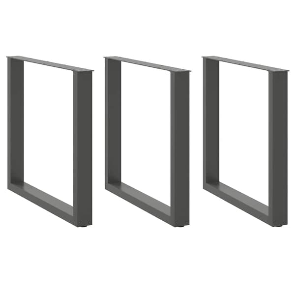 Matbordsben U-formade 3 st antracit 90x(72-73) cm stål