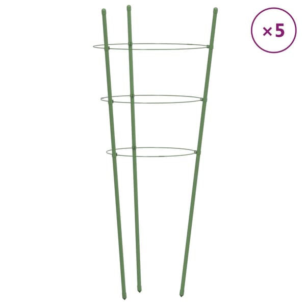 Växtstöd med 3 ringar 5 st grön 75 cm stål