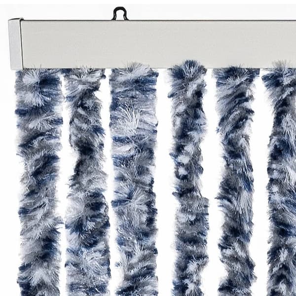 Insektsdraperi blå, vit och silver 100x220 cm chenille