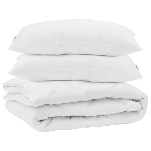 Duntäcke med kudde 3 pcs Vit Mikrofiber