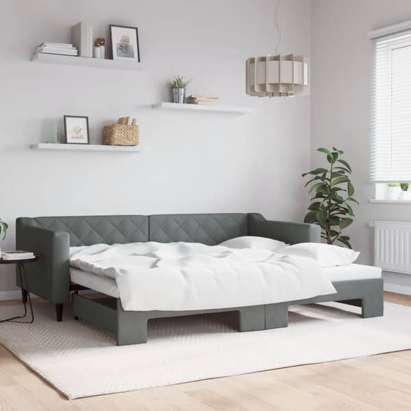 Dagbädd utdragbar mörkgrå 90x200 cm tyg
