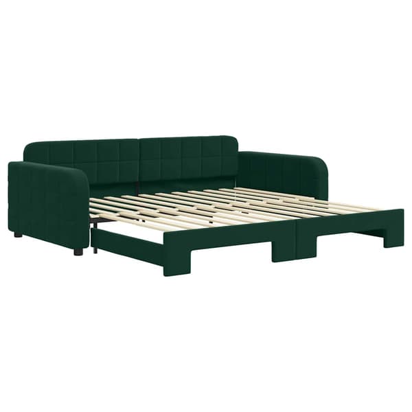 Dagbädd utdragbar mörkgrön 100x200 cm sammet