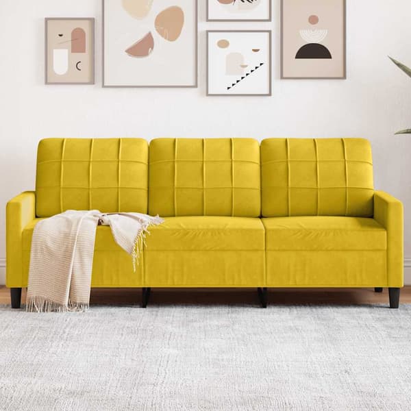 3-sitssoffa gul 180 cm sammet