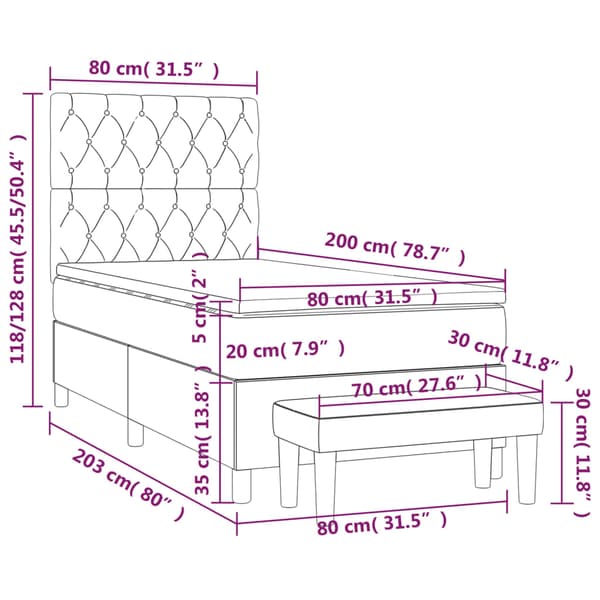 Ramsäng med madrass rosa 80x200 cm sammet