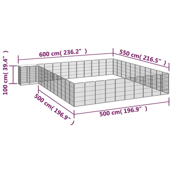 Hundbur 46 paneler svart 50x100 cm pulverlackerat stål
