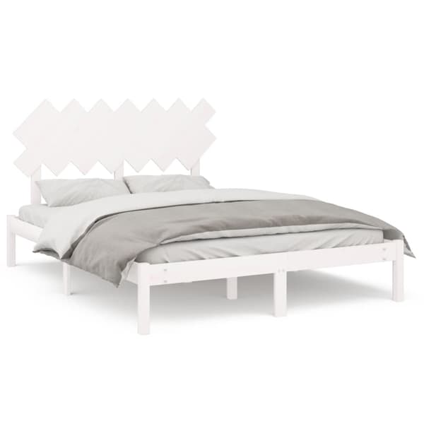 Sängram vit 140x190 cm massivt trä