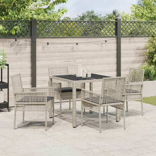 Trädgårdsmöbelset 5 pcs Ljusgrå konstrotting