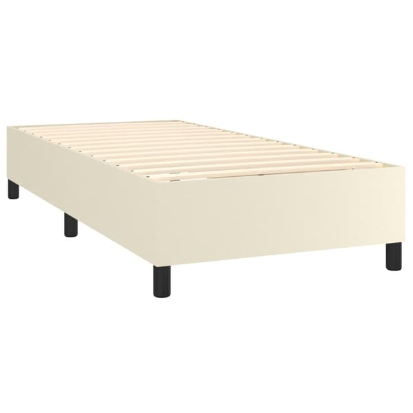 Boxspring-sängram gräddvit 90x200 cm konstläder
